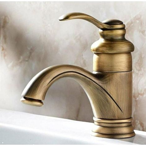 Balcon Bar Toilettes Lave-Mains Robinet d'eau Antique Retro Robinet De Bain Bassin Européen Chaud Et Froid Lavabo De La Salle De Bains Mitigeur en Bronze Finition Cruches Vintage (1/4)