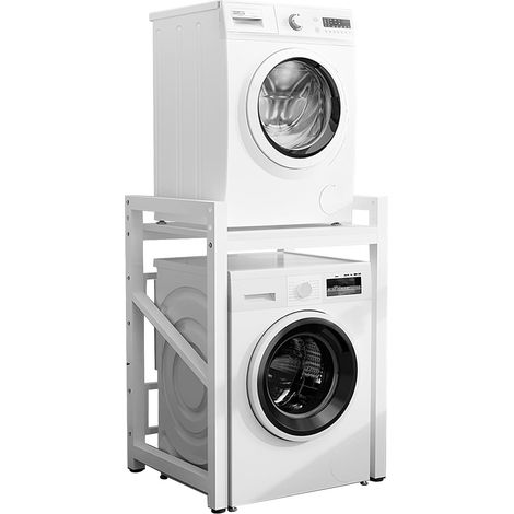 Armoire de machine à laver, étagère avec 3 hauteurs réglables, étagère sur machine à laver, pour sèche-linge et machine à laver, blanc (1/5)
