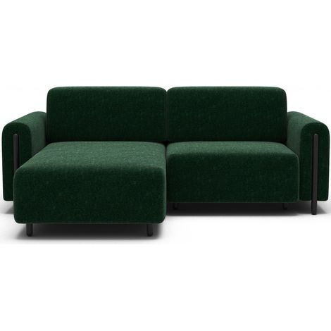 Canapé d'angle convertible ARVESSA vert émeraude bouclette – Angle gauche avec coffre (1/5)
