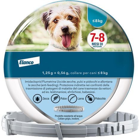 Collier antiparasitaire — Élimine efficacement les puces, les tiques et les poux, et prévient le risque de transmission de la leishmaniose. Convient aux chiens pesant moins de 8 kg et âgés de moins de (1/3)