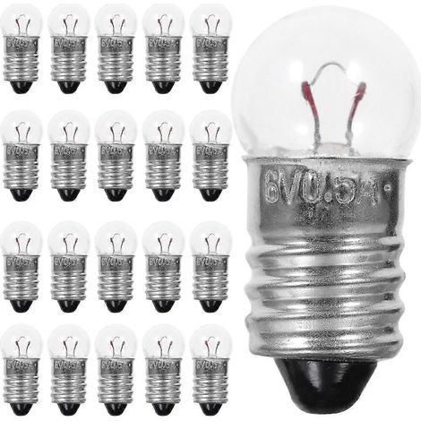 Lot de 50 mini-ampoules E10 6V pour expériences, 2,3 x 1 x 1 cm, transparentes (1/4)