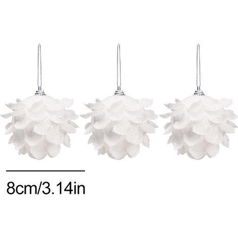 Lot de 3 boules de Noël en mousse à paillettes en forme de pétales, mini décorations de Noël à suspendre pour sapin, portes, cheminées et rideaux
