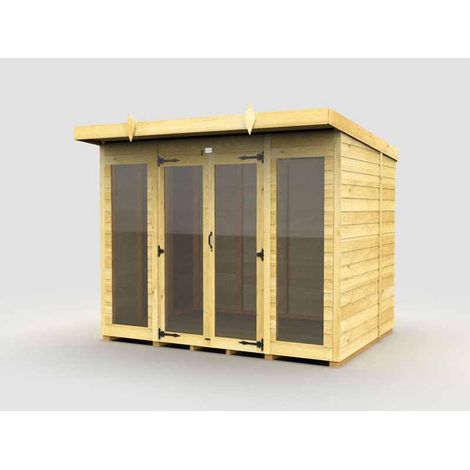 8ft x 6ft Pent Summer House (Full Height Window) - Wood - L178 x W243 x H201 cm