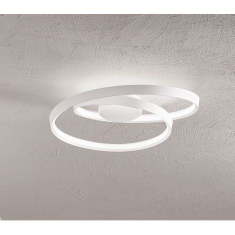 Plafonnier Led 55W Circulaire En Métal Blanc Mat - Diamètre 60Cm, Dimmable Cct, Design Moderne Pour Éclairage Intérieur - Marque Perenz (1/2)