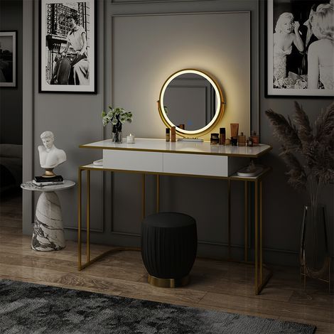 Tocador Tiara, Blanco/Oro, 110 cm, Vicco