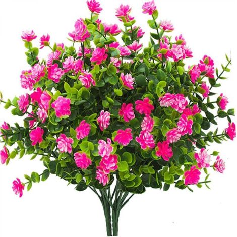 Artificielle Faux Fleurs, 4Pack artificielles Eucalyptus Extérieur UV Résistant Verdure Arbustes Plantes Intérieur Extérieur Suspendus Planteur Accueil Jardin Décor (Rose) (1/5)