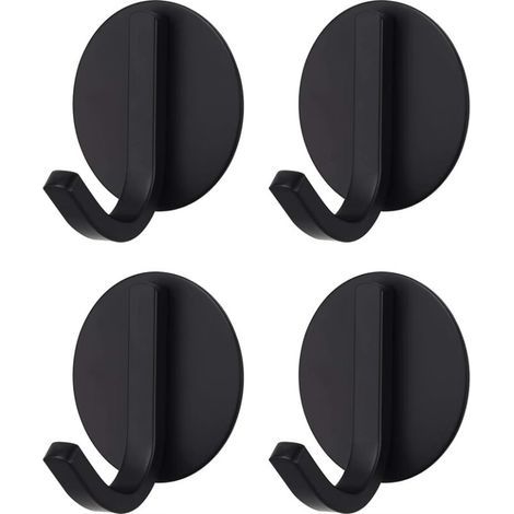Gancio adesivo potente in acciaio inox nero (4 pezzi) Appendino, portasciugamani (1/5)