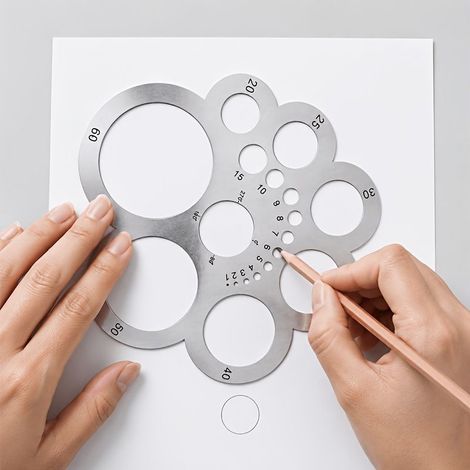 GDHZS- Règle ronde multi-tailles en acier inoxydable avec échelle,Pochoirs en métal pour dessin de cercle et règles d'angle pour la couture du cuir (1/5)