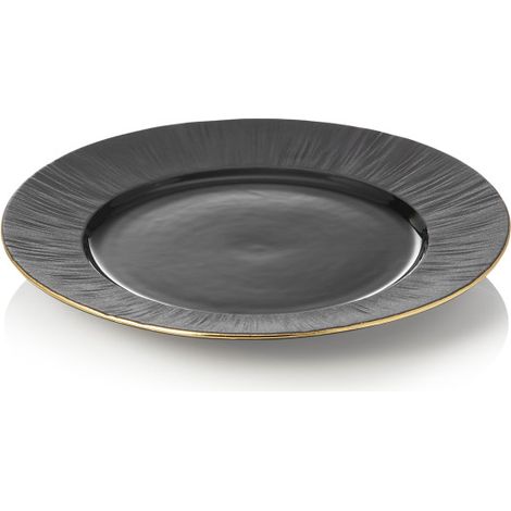 Assiette plate Ø 22 cm noir bord doré MAYA KURO - Was Germany