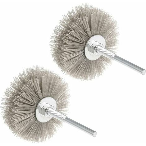 Brosse Roue Nylon - Grains 320 - Tige Filetée 6 mm - Pour Ponçage Intérieur Rainures Angles - 2 Pièces