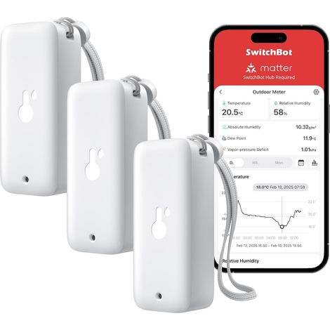 Thermomètre Hygromètre Intérieur Extérieur, Thermomètre Bluetooth Extérieur Mesure d'humidité, Thermo-Hygromètre Précis avec APP, Mémoire de données pour serre Cave à vin (Pack de 3) (1/5)