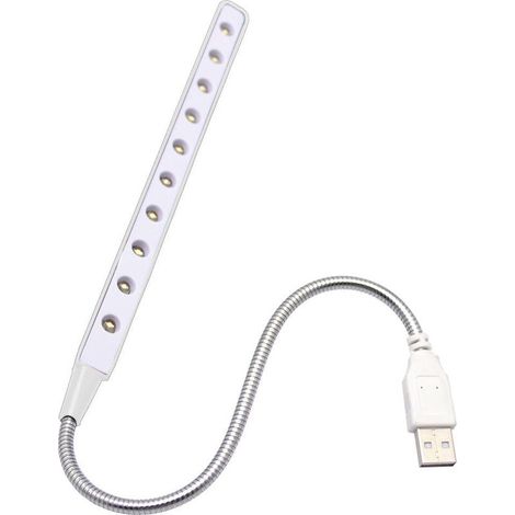 Lampe de lecture LED USB, clé USB flexible, lampe LED à intensité variable, interrupteur tactile, col de cygne, lampe USB, lampe pour ordinateur portable, lampe de lit pour ordinateur (blanche) (1/5)