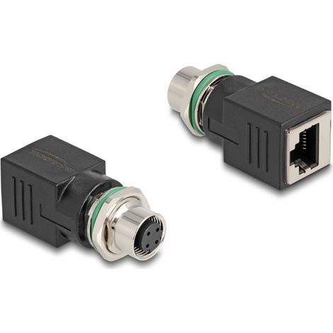 Delock M12 Adaptador D-codificado 4 pines hembra a RJ45 hembra recto