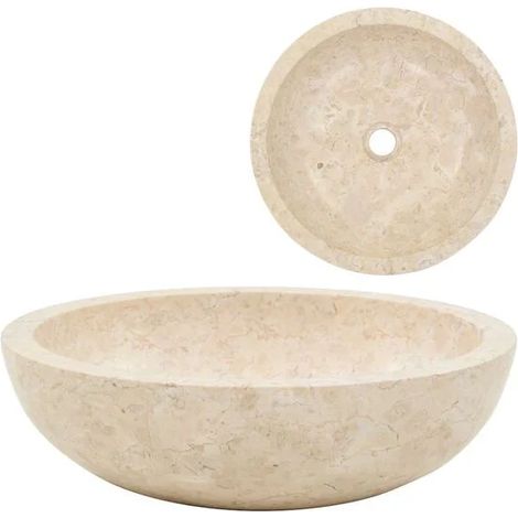 Lavabo en marbre couleur crème de 40 x 12 cm