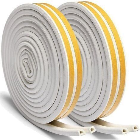 Sealing Tape for Doors, Door Seal, Self-Adhesive Door Seal, D Profile, Rubber Seal for Window Seal, Windproof Noise (White) (1/4)