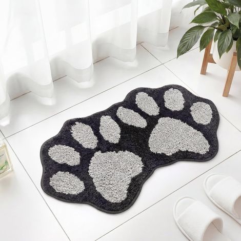 Tapis de Bain Gris Patte de Chien antidérapant Lavable, Tapis de Sol Doux et Absorbant, Tapis de Salle de Bain pour garçons, Salle de Bain, Douche, Chambre, 60 x 40 cm (1/5)