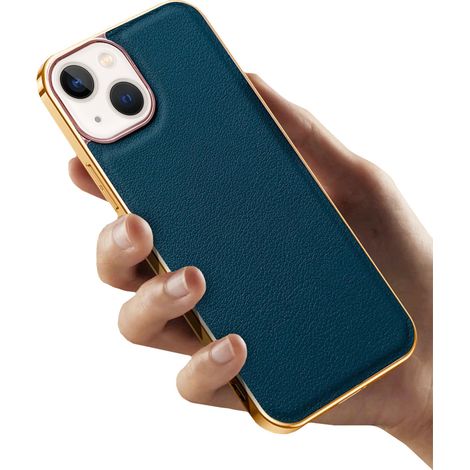 Étui pour iPhone 13, cuir de vachette, vert (1/4)