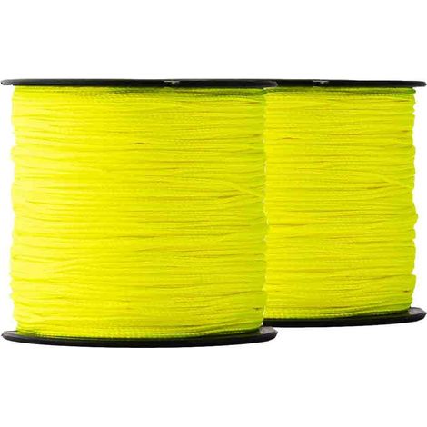 SNURO Corde Nylon Tressée (2 mm, 100 m - jaune) - 2 pièces- Corde Fluorescente en Polyamide Tressée Robuste pour Toute Utilisation - Résistante aux Intempéries - Cordeau de Maçon- Jaune Fluo