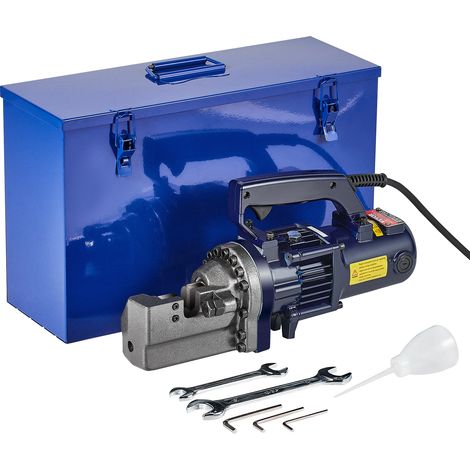VEVOR Coupe-barres Hydraulique Electrique Portable Diametre de Coupe 4-22 mm Outil de Coupe de Barres deArmature en Acier Haute Puissance 1350 W avec Mallette a Outils, Bidon deHuile, Noir et Bleu (1/5)