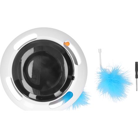 Jouet pour Chat Piste Rotative Électrique Interactive avec Plumes Base Stable Sécurité Arrondie 24cm Accessoire Dressage (1/5)