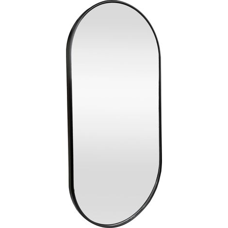 Specchio ovale da parete 40 x 80 cm nero opaco 030007957