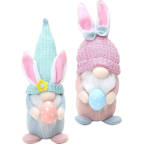 Bambola decorativa senza volto, 2 pezzi – Gnomo pasquale illuminato, decorazione da giardino (1/5)