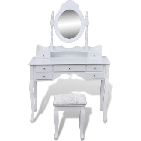 Maison Exclusive - Schminktisch mit Spiegel und Hocker 7 Schublad