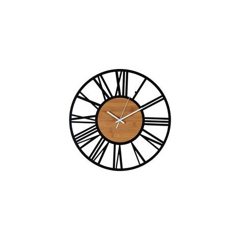 Horloge murale vintage industrielle bois noir, silencieuse, salon 40 cm, pack (1/5)