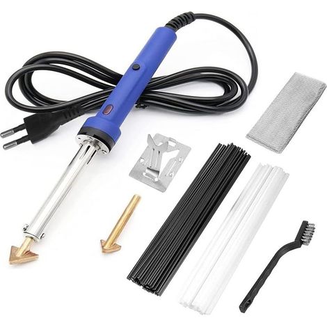 Soudure Plastique Air Chaud avec Bâton, Tissu Renforcé, 40 Baguette de Soudage + Treillis en Acier, Set Réparation Plastique pour Pare-Chocsvoiture/Car Pièces, 80W (1/4)