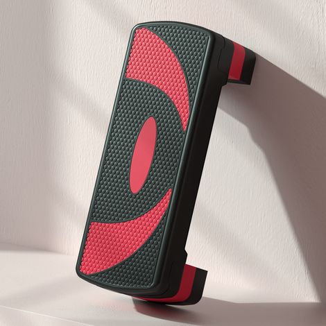 Verstellbarer Aerobic-Step mit 3 Höhen 10/15/20 cm, bis 150 kg, schwarz/rot OKMYHOME (1/5)
