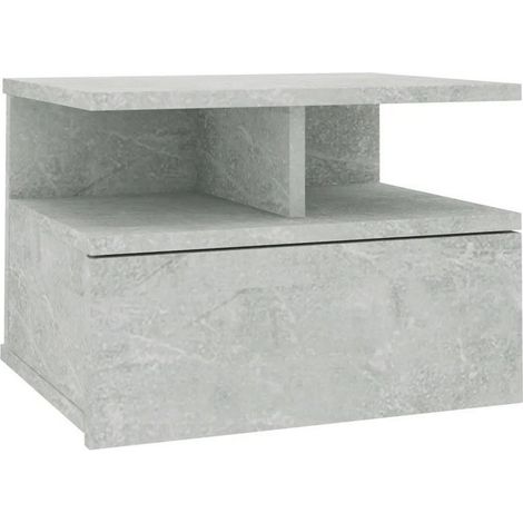 Table de chevet suspendue bois gris effet béton Nants (1/4)