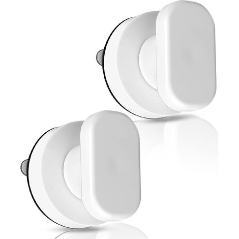 Lot de 2 Poignée de Porte à Ventouse, Poignée Baie Vitrée Avec Forte Ventouse, Pour Verre de Salle de Bain Armoire Tiroir, Blanc (1/5)