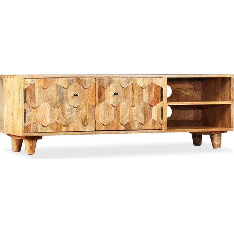 Práctico mueble de TV/aparador de diseño en madera maciza de mango 118 cm 2502169 (1/5)