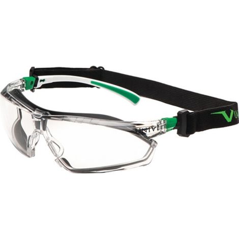Univet Schutzbrille 506 UP Hybrid EN 166 EN 170 Bügel weiß grün Scheibe klar Polycarbonat - 506UG030000