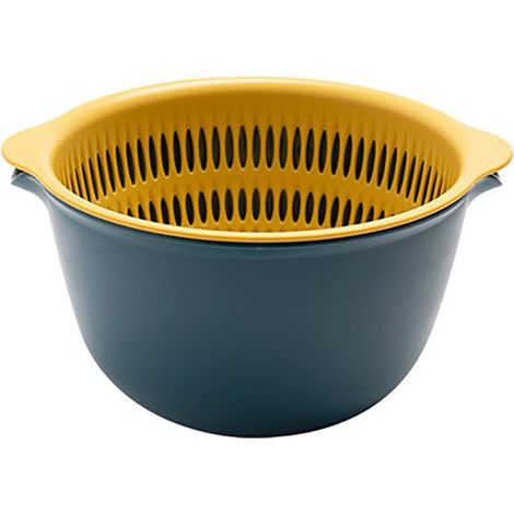 Panier passoire de cuisine, ensemble de paniers passoires 2 en 1, amovible, pour laver les légumes et les fruits (1/5)
