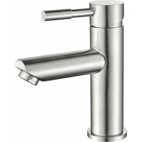 Miscelatore per bagno, rubinetto monocomando per lavabo, acciaio inossidabile, grigio (1/5)