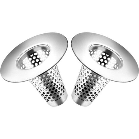 Verstopfungsfreier Edelstahl-Abflussfilter für Boden- und Spülbeckenabflüsse, 2-teiliges Set, einfache Installation für den Hausgebrauch (1/5)