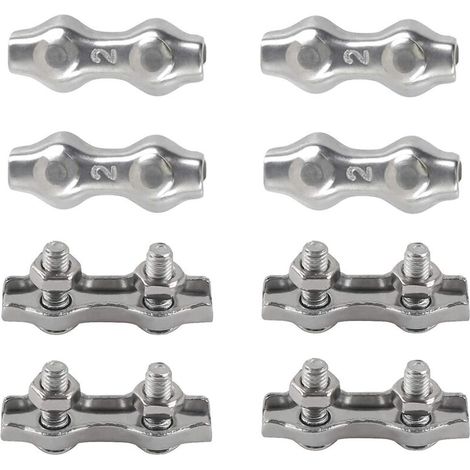 Clips de fixation duplex en acier inoxydable 304 pour cordes à linge, voiles d'ombrage et terrasse - Lot de 8 (1/5)