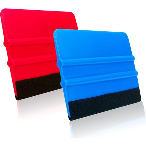 Lot de 2 raclettes avec bord en feutre, raclette en film avec bord en feutre, raclette de collage, raclette en plastique pour voiture, sans bulles et sans rayures, pour voiture, film de meubles, film (1/5)