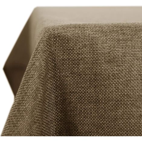 Nappe rectangulaire 150x150cm imperméable effet lin pour grandes tables rectangulaires, salle à manger, cuisine, mariage, réception, taupe (1/5)