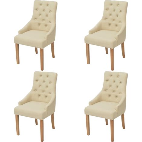 Sillas de comedor 4 unidades tela color crema vidaXL