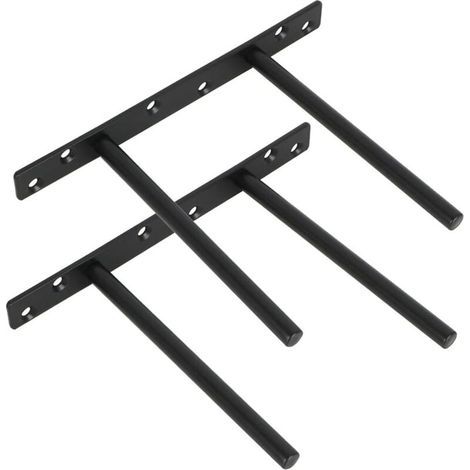 2er-Pack unsichtbare schwebende Regalhalterungen, Metallhalterung für an der Wand montierte, verdeckte schwebende Holzregale, mattschwarzes Finish, 2 Stück (1/4)