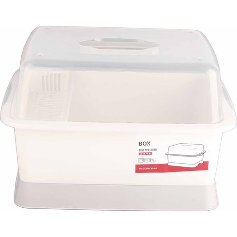 Égouttoir de Vaisselle Minimaliste Anti-Poussière avec Couvercle, Gain de Place pour Cuisine