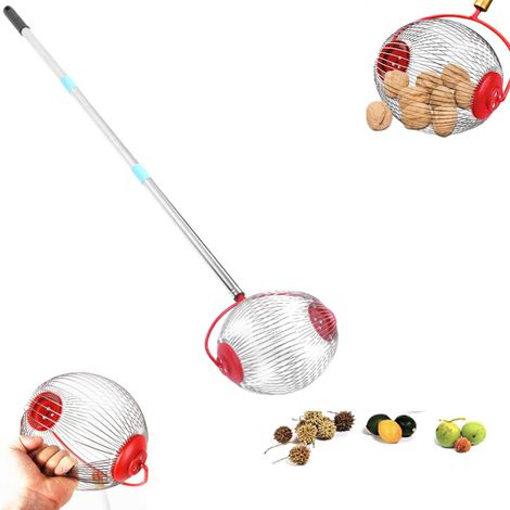Ramasse Noix Avec Manche, Cueille Fruit Telescopique, Ramasse Pomme Au Sol, Collecteur De Noix, Rouleau Ramasses Noixs Acier Inoxydable, Outils Jardinage, Pour Pécan, Châtaignes, Pommes De Pin