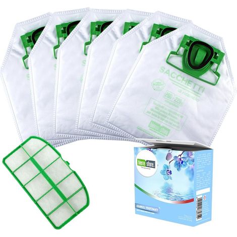 Sacchetti folletto vk 200 - 220s 6 pz + granuli talco+ filtri compatibili (1/2)
