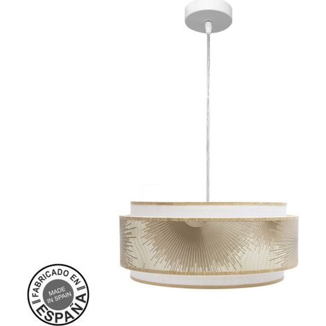 ABRILA AKUNADECOR Sospensione a 1 luce Modello Nepal Bianco Con paralume doppio