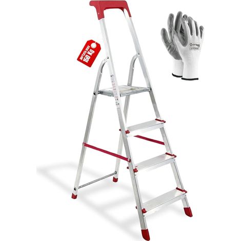 SCALA ALLUMINIO MARTINA 4 GR CON VASCHETTA E GUANTI OMAGGIO (1/5)