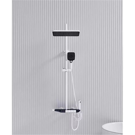 Ensemble de douche mitigeur thermostatique intelli Ensemble de robinet de douche de bain, affichage numérique à température constante avec pistolet à lumière LED gris, mitigeur de baignoire en laiton (1/5)