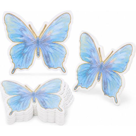 Lot de 20 serviettes en papier bleues en forme de papillon, décoration de table pour anniversaire d'enfant, fête prénatale, baptême, fête de jardin, Sweet Table, Candy Bar et fête à thème (1/5)