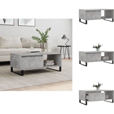 Table basse Gris béton 90x50x36,5 cm Bois d'ingénierie - Table Basse - Meuble Salon - Table D'appoint - Table Design - Table Gris (1/5)